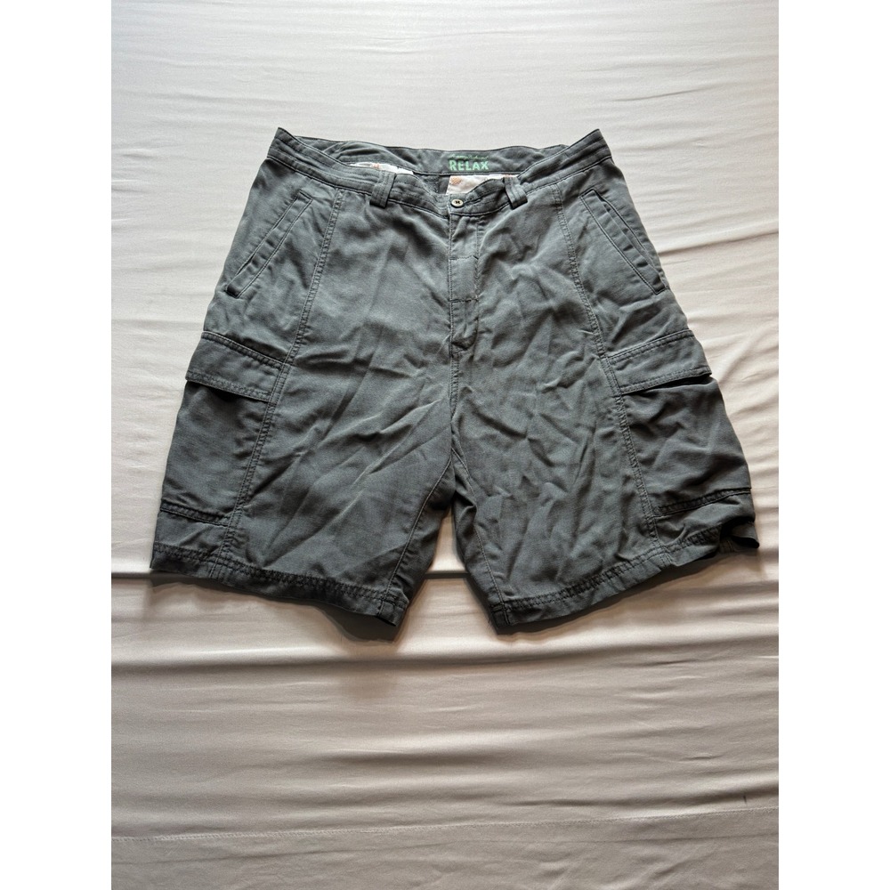 Tommy Bahama Relax Mens Gray Cargo Shorts Tencel Cotton Size‎ 34 Casual Summer